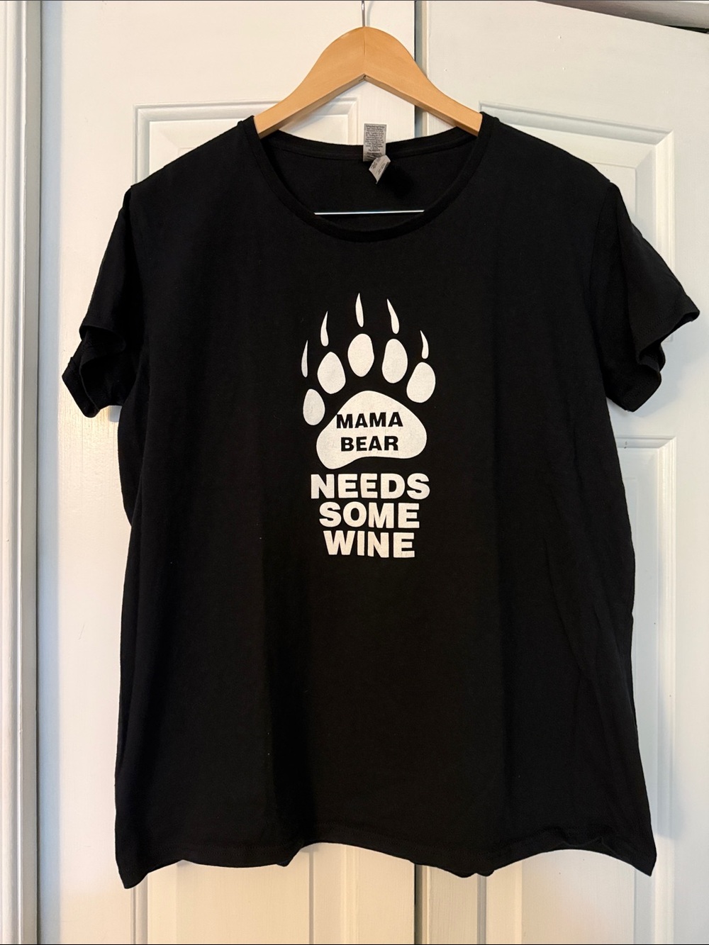 Mama Bear Needs Some Wine Graphic Tee - Black & White (Ptp 22”)
